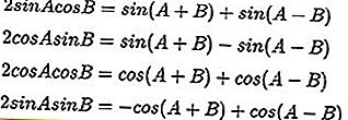 fórmula de multiplicación trigonométrica