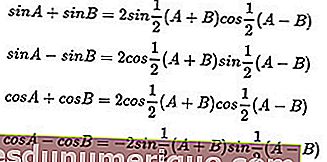 trigonometri sayısı ve farkı için formül